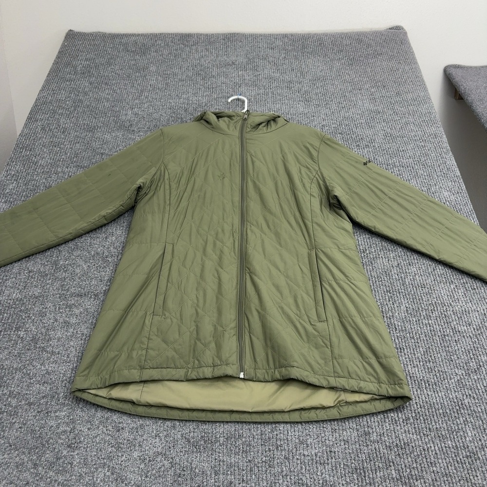 Columbia Jacket Womens XL Green Quilted Hooded Full Zip Outdoor Gorpcore